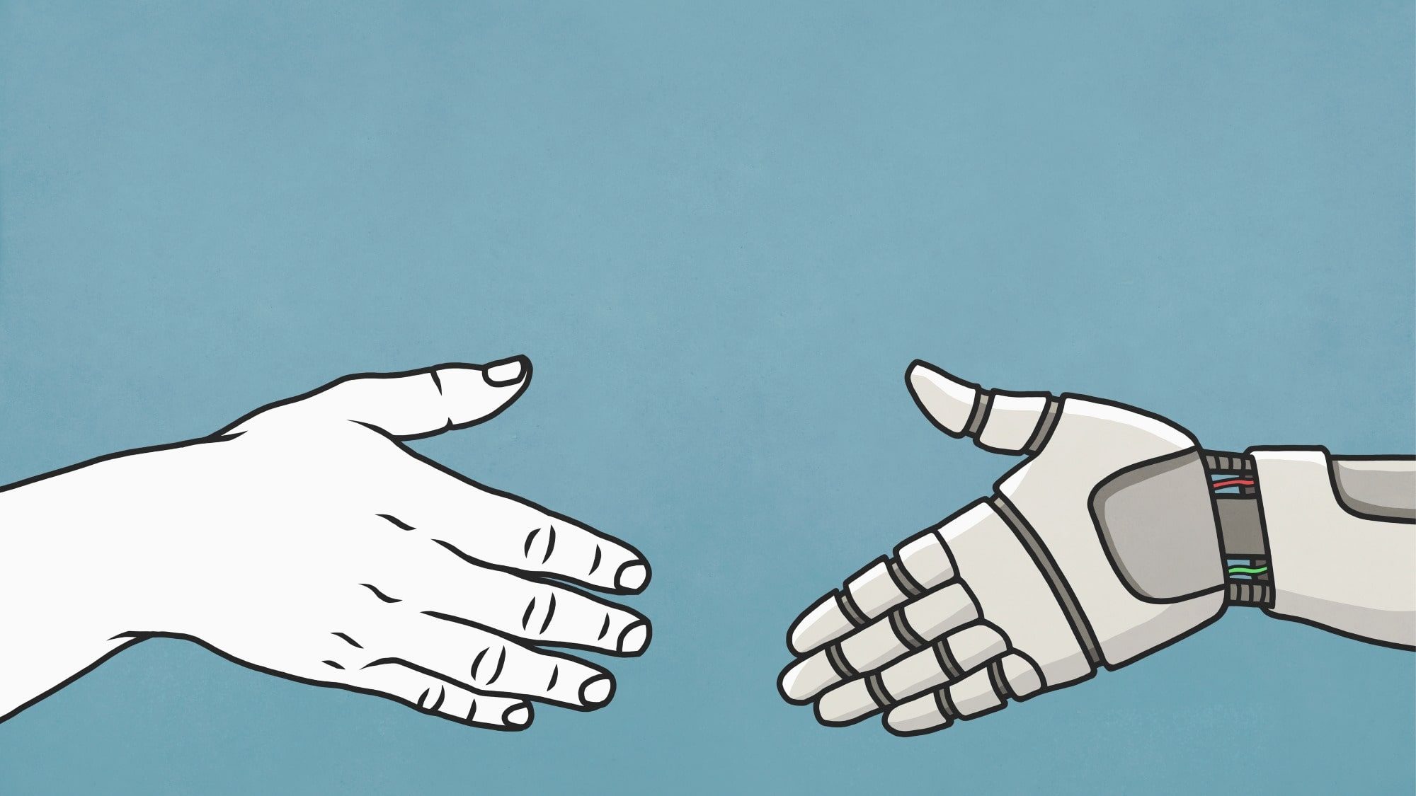 Human and robot shaking hands