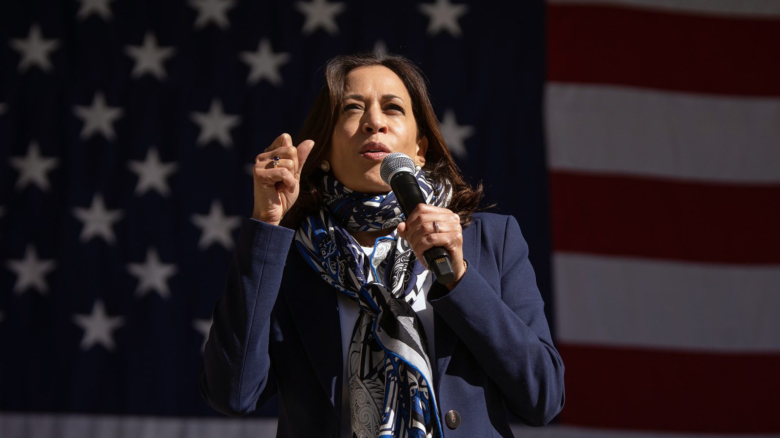 Kamala Harris at a political rally.